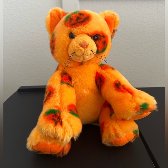 Orange and Green Plush Toy Cat - Picture 1 of 4